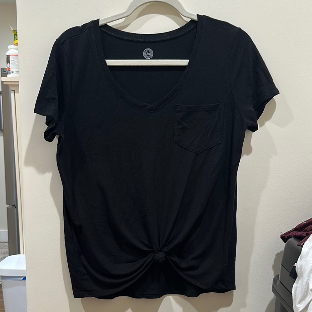 SO Black V-Neck Women's Top